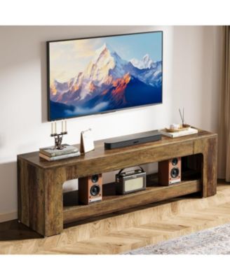 TV Stand for Living Room for 55/60/65/75-Inch TVs, Farmhouse Rustic TV Console, 63" Entertainment Center Television Stand for Bedroom