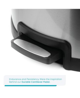 12 Gallon Semi-Round Stainless Steel Kitchen Trash Can with Step Pedal and Soft Close Lid