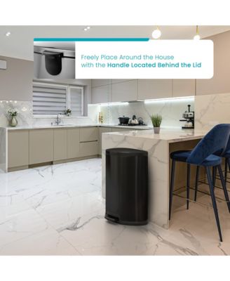 12 Gallon Semi-Round Stainless Steel Kitchen Trash Can with Step Pedal and Soft Close Lid