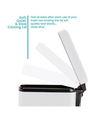 1.3 Gallon Slim Stainless Steel Trash Can with Step on Pedal and Soft Close Lid