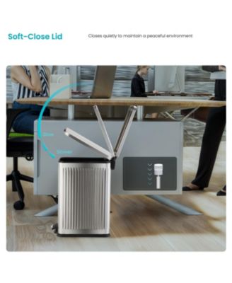 4 Gallon Slim Stainless Steel Kitchen Trash Can with Reeded Pattern, Step Pedal and Soft Close Lid