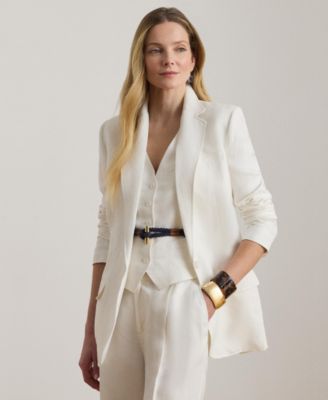 Women's Single-Button Notch Lapel Twill Blazer