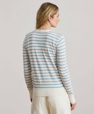 Women's Striped V-Neck Cardigan