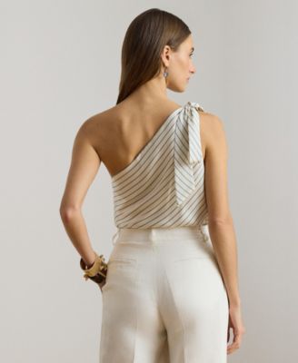 Women's Striped One-Shoulder Blouse