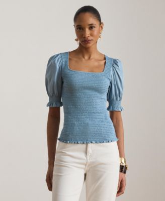 Women's Puff-Sleeve Square Neck Top