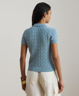Women's Cable-Knit Polo Shirt