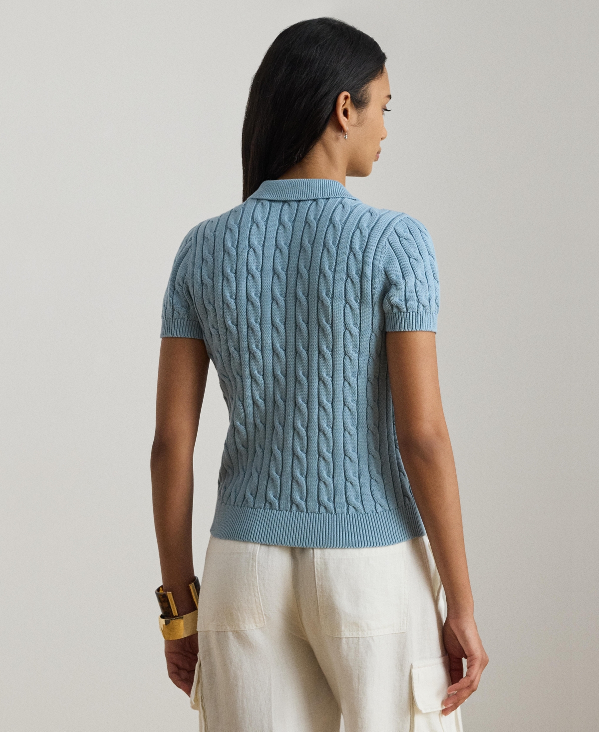 Lauren Ralph Women's Cable-Knit Polo Shirt