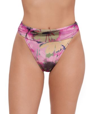 Women's High-Waist Ruched Band Swim Bottoms