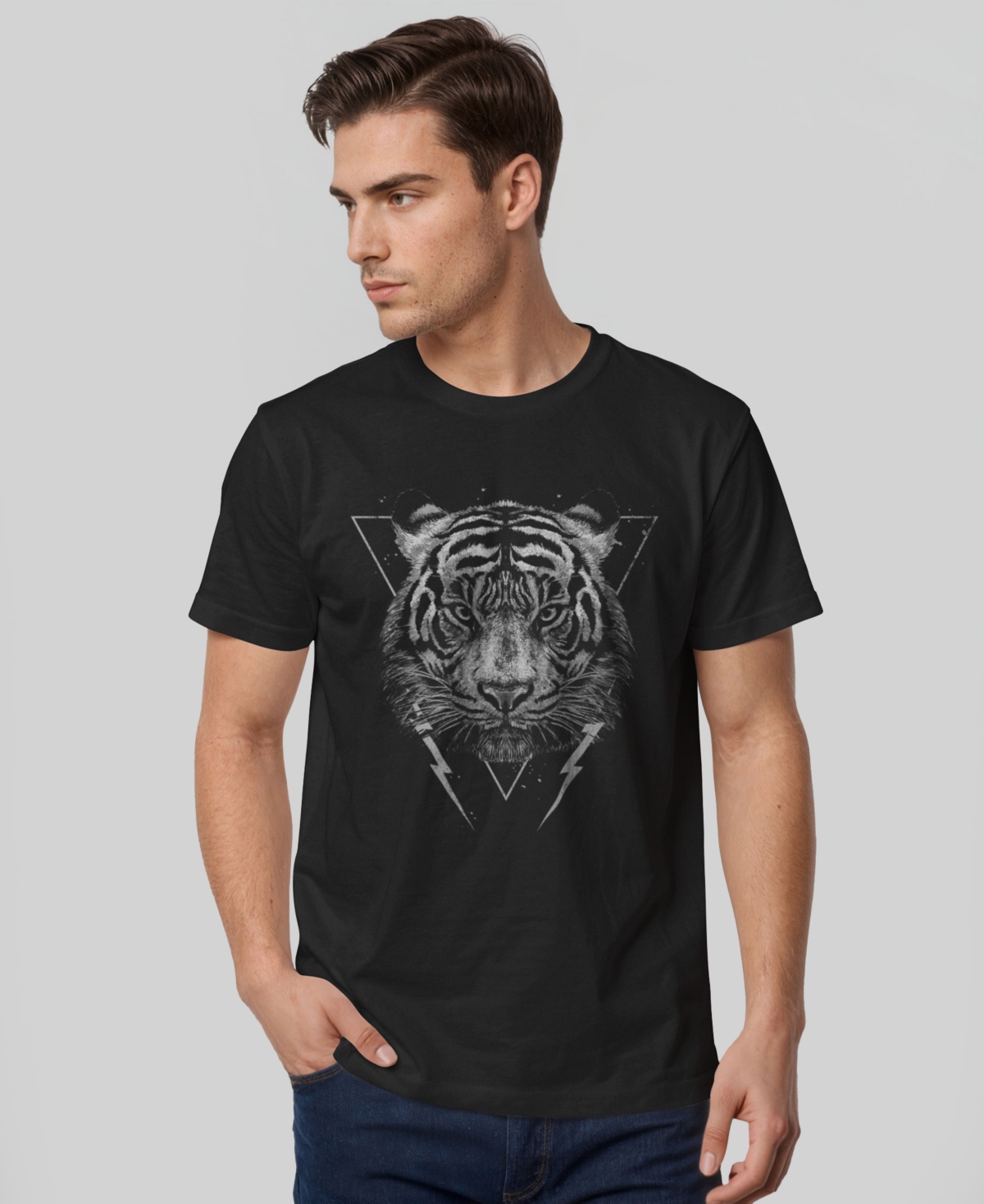 Fifth Sun Grunge Tiger Men's Short Sleeve T-Shirt - Black