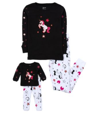 Toddler Girls Matching Doll Snug-Fit Cotton Long Sleeve All-Over Animal Print Pajamas