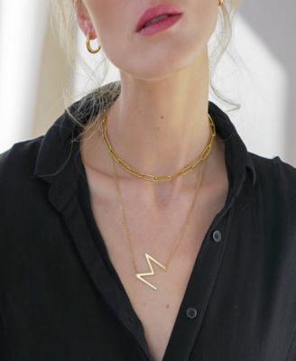 Sideways Initial Necklace in Gold Plated Sterling Silver