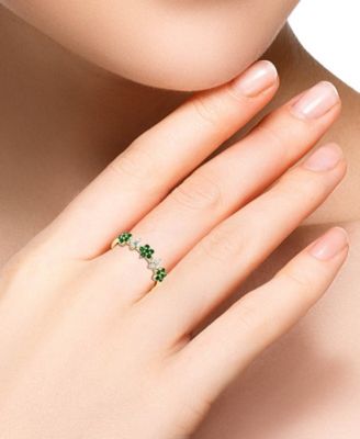 Ruby (3/8 ct. t.w.) & Diamond (1/6 ct. t.w.) Five Flower Ring in 14k Yellow Gold (Also in White Gold and Rose Gold)