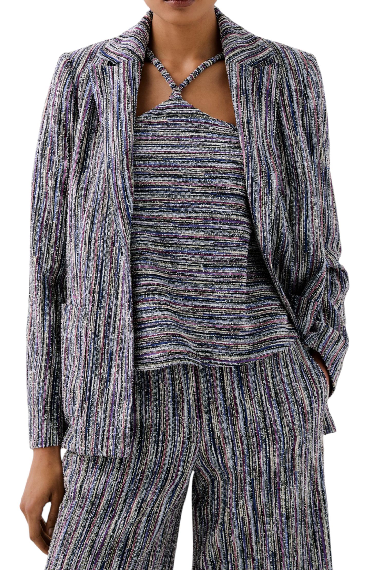 Женский пиджак Scalpers Knitty Rustic Blazer, цвет: Экрю синий — фото 1