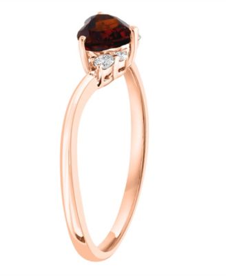 Garnet (1/2 ct. t.w.) & Diamond (1/20 ct. t.w.) Ring in 14k Rose Gold