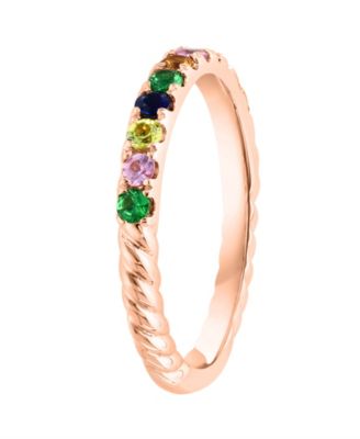 Multicolor Sapphire (3/8 ct. t.w.) & Tsavorite (1/8 ct. t.w.) Band Ring in 14k Rose Gold