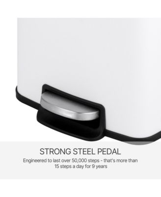 1.3 Gal./5 Liter Rectangular Matt White Step-on Trash Can for Bathroom and Office