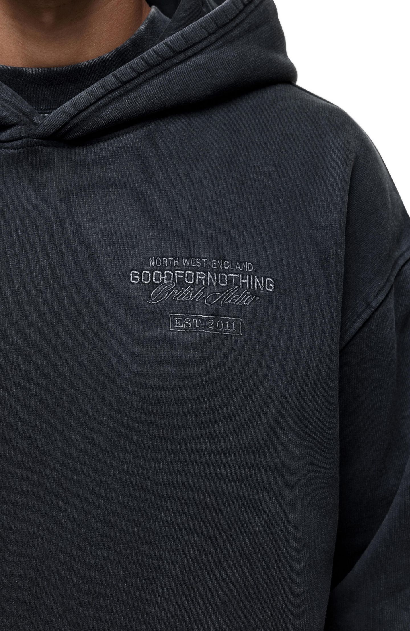 Мужское худи Good For Nothing Vintage Washed Black Atelier, цвет: Чёрный — фото 5