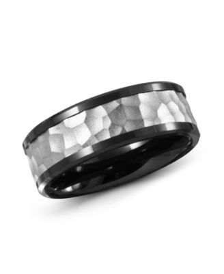 Men's Stainless Steel and Black Ceramic Ring