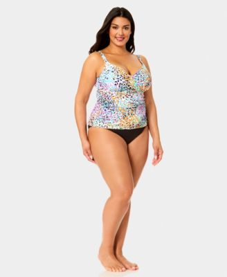 Plus Size Shirred Tankini Top