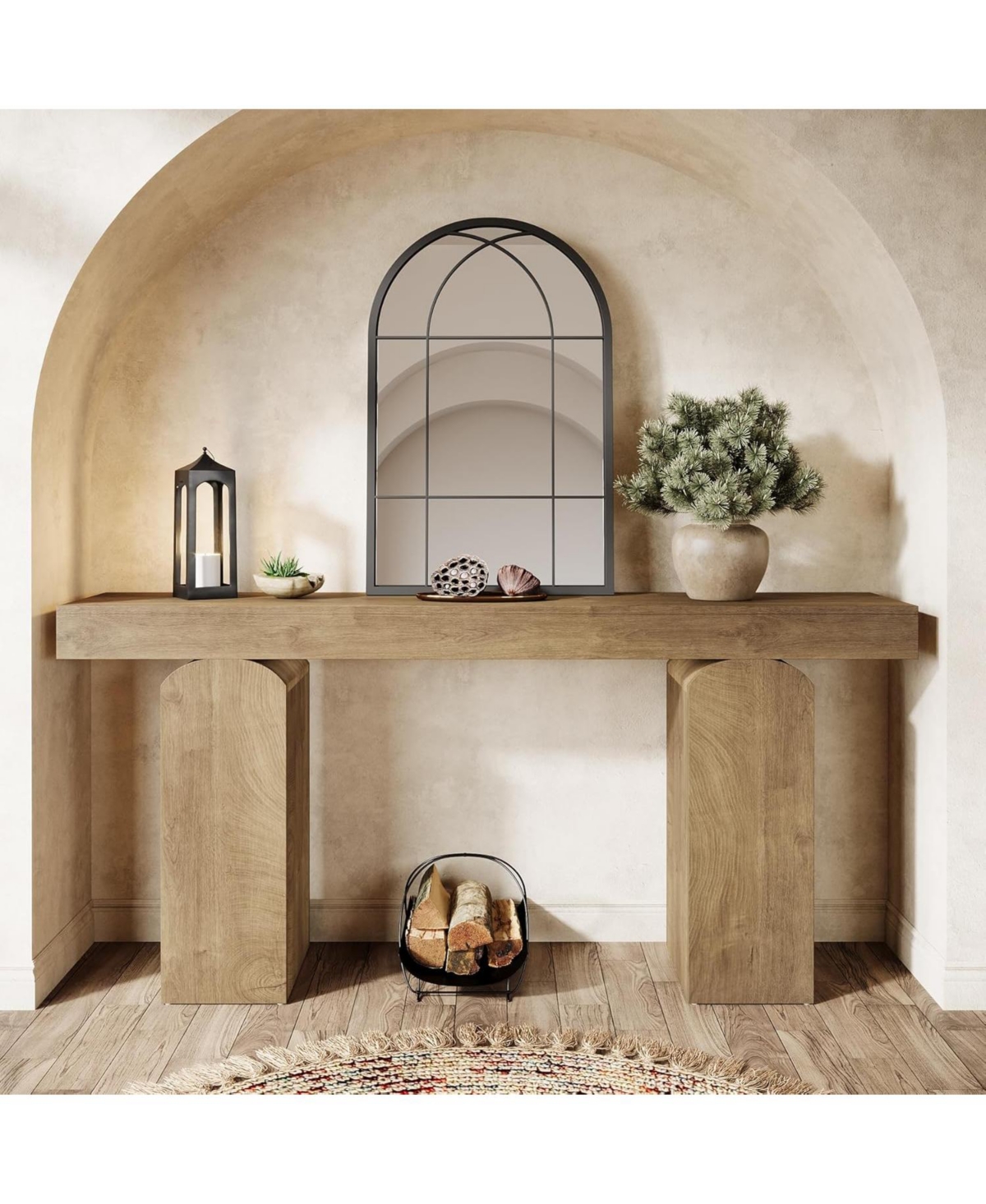 Tribesigns 63" Long Entryway Table, Farmhouse Console Table with 2 Arched Pedestal Legs