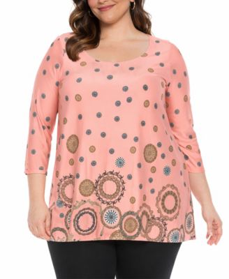 Plus Size Printed Sleeve Flowy Tunic Top