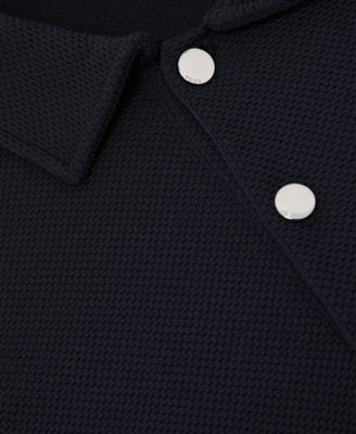 Men's Textured Half-Button Polo Shirt