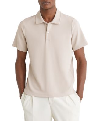 Men's Textured Half-Button Polo Shirt