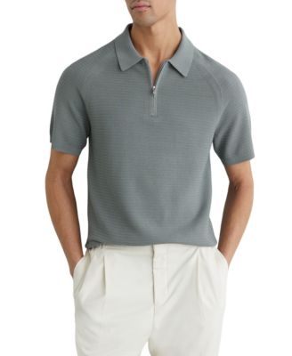 Men's Textured-Knit Half-Zip Polo Shirt