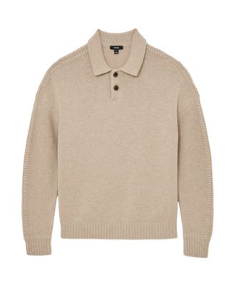 Men's Wool-Blend Half-Button Polo Jumper Sweater