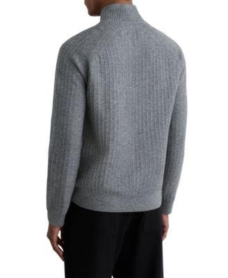 Men's Textured-Knit Half-Zip Wool Sweater