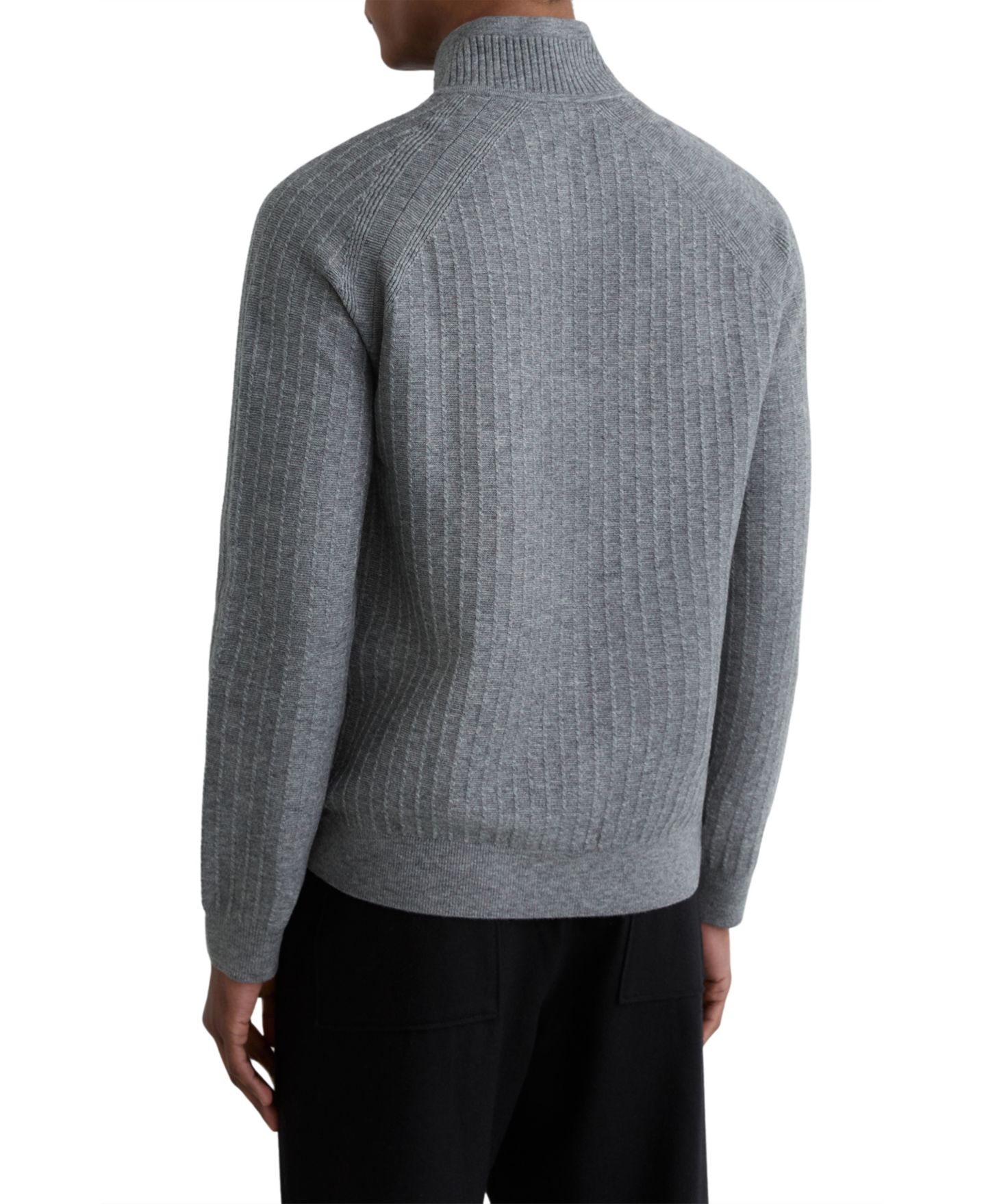 Мужской свитер REISS Aldershot Textured-Knit Half-Zip Wool, цвет: Серый меланжевый — фото 6