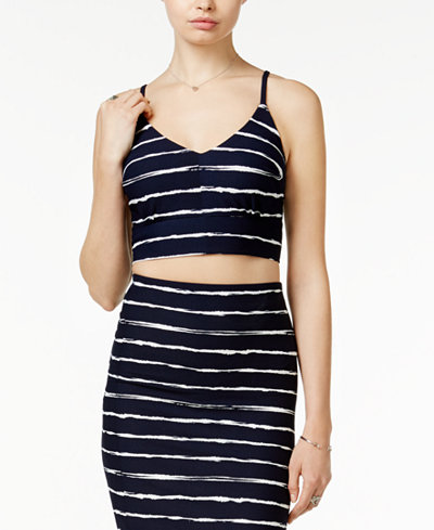 Bar III Striped Crop Top, Only at Macy's