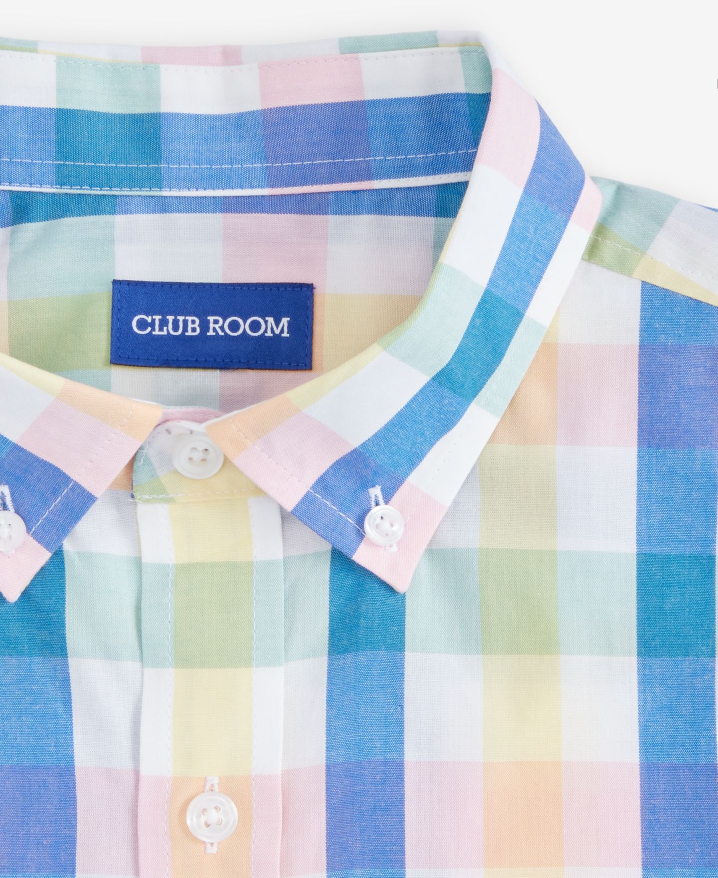 Мужская рубашка Club Room Printed Short-Sleeve, цвет: Клетчатый яркий белый — фото 2