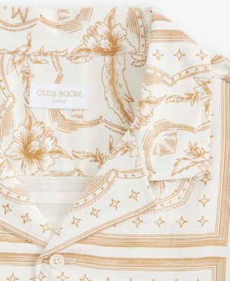 Men's Botanical Scarf Silk Ray Short Sleeve Shirt