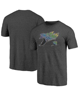 Men's Heather Charcoal Tampa Bay Rays Cooperstown Collection Series Sweep Tri-Blend T-Shirt