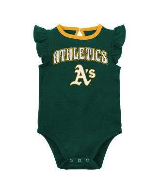 Baby Boys and Girls Two-Pack Green/Heather Gray Athletics Little Fan Bodysuit Set