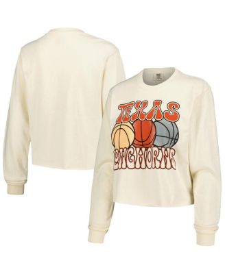 Women's Natural Texas Longhorns Comfort Colors Basketball Cropped Long Sleeve T-Shirt