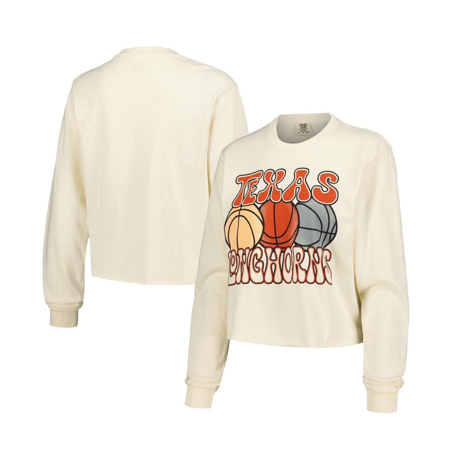 Женская футболка Image One Natural Texas Longhorns Comfort Colors Basketball Cropped Long Sleeve — фото 1