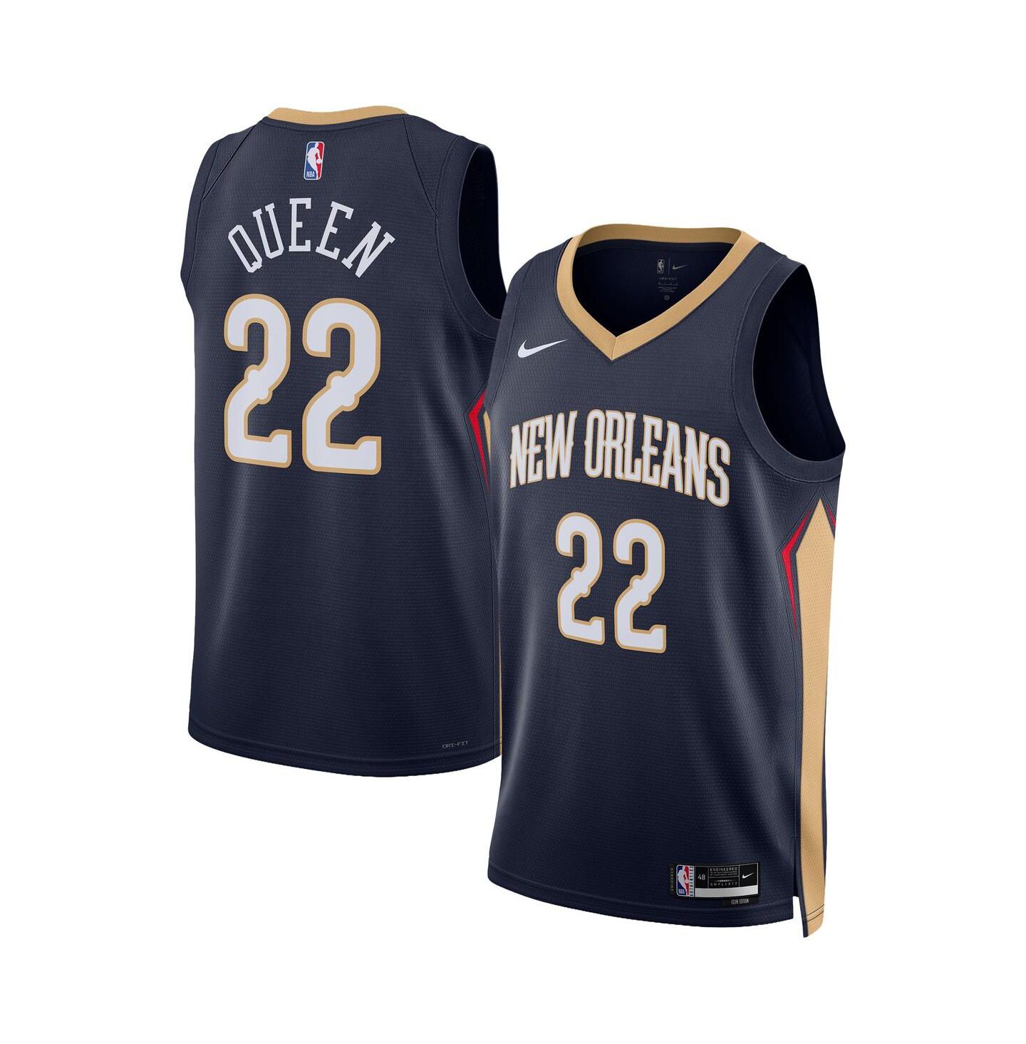 Джерси Nike Men's and Women's Derik Queen Navy New Orleans Pelicans Swingman Icon Edition Jersey — фото 1