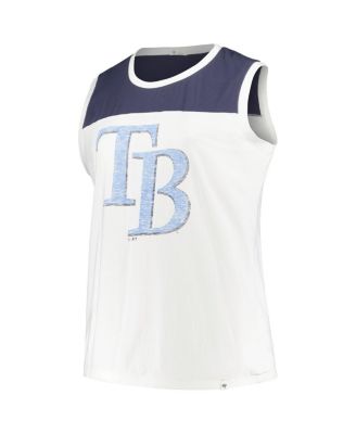 Women's White/Navy Tampa Bay Rays Plus Size Waist Length Muscle Tank Top