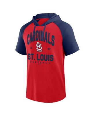 Men's Red St. Louis Cardinals Prime Raglan Short Sleeve Hoodie T-Shirt