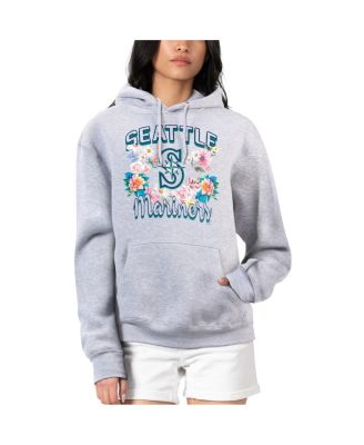 Women's Heather Gray Seattle Mariners Flowers Graphic Pullover Hoodie