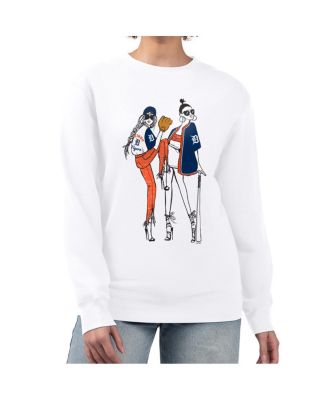 Women's White Detroit Tigers Baseball Girls Fleece Pullover Sweatshirt