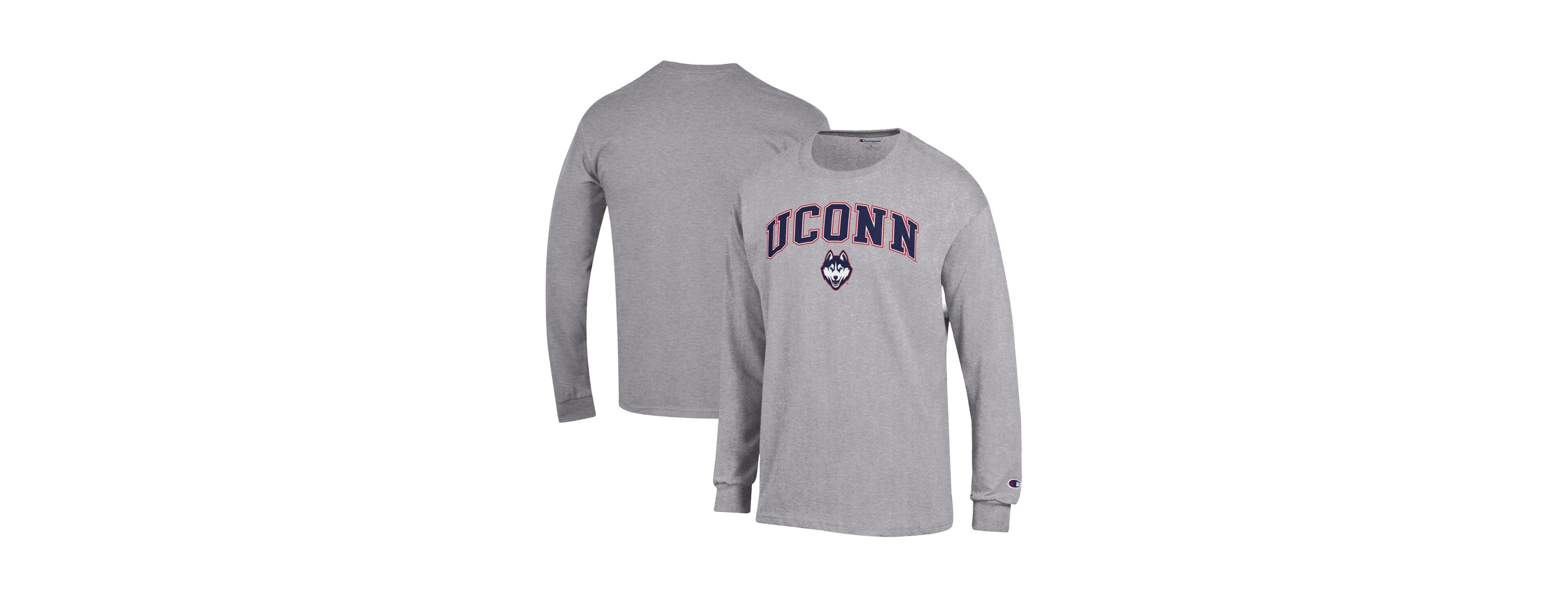 Champion Men's Champion Heather Gray UConn Huskies Arch Over Logo Long Sleeve T-Shirt