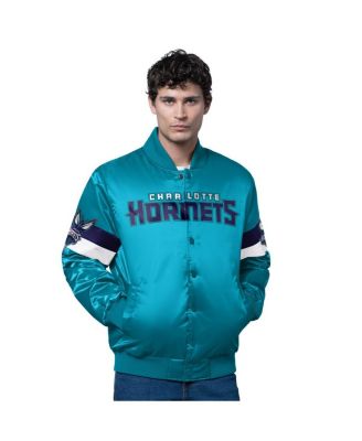 Men's Teal Charlotte Hornets Triple Option Varsity Full-Snap Satin Jacket