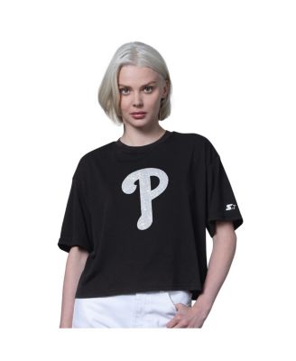 Women's Black Philadelphia Phillies Holy Grail Boxy Cropped T-Shirt