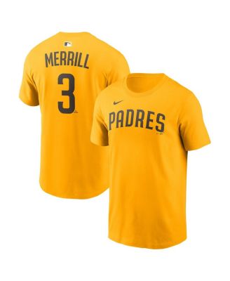 Men's Jackson Merrill Gold San Diego Padres Name & Number T-Shirt