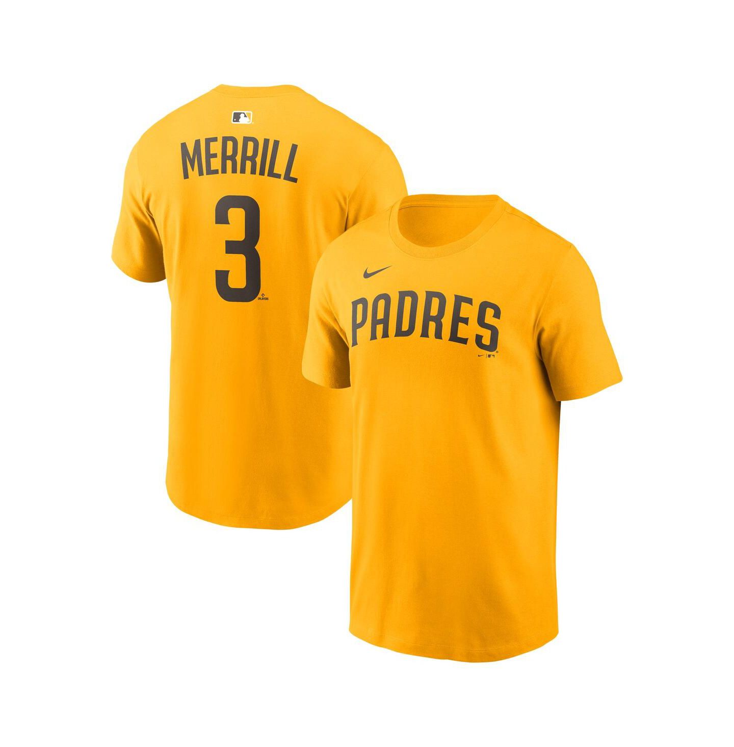 Мужская футболка Nike Jackson Merrill Gold San Diego Padres Name & Number — фото 1