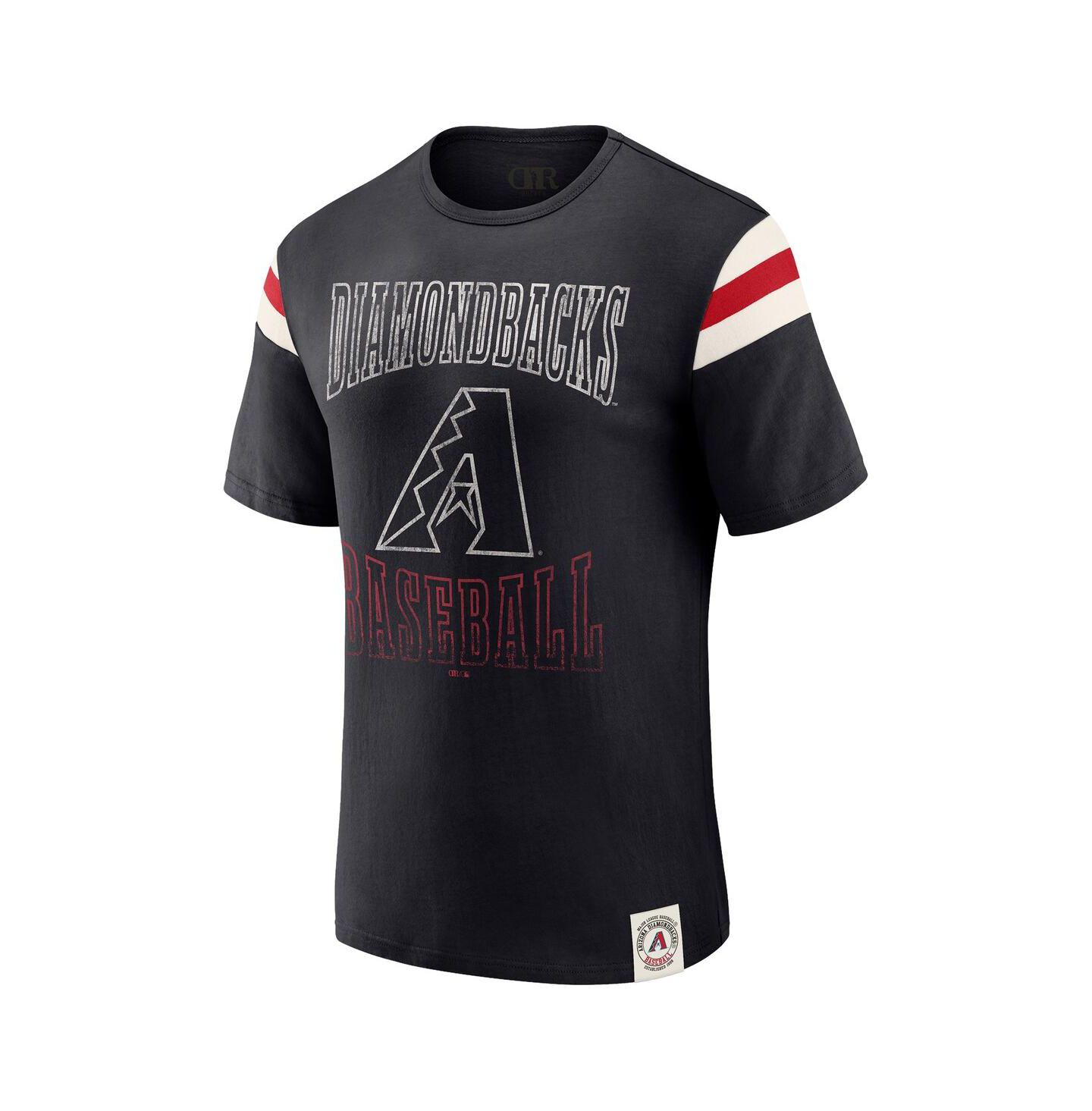 Мужская футболка Fanatics Darius Rucker Collection By Black Arizona Diamondbacks Distressed Sleeve Stripe — фото 2