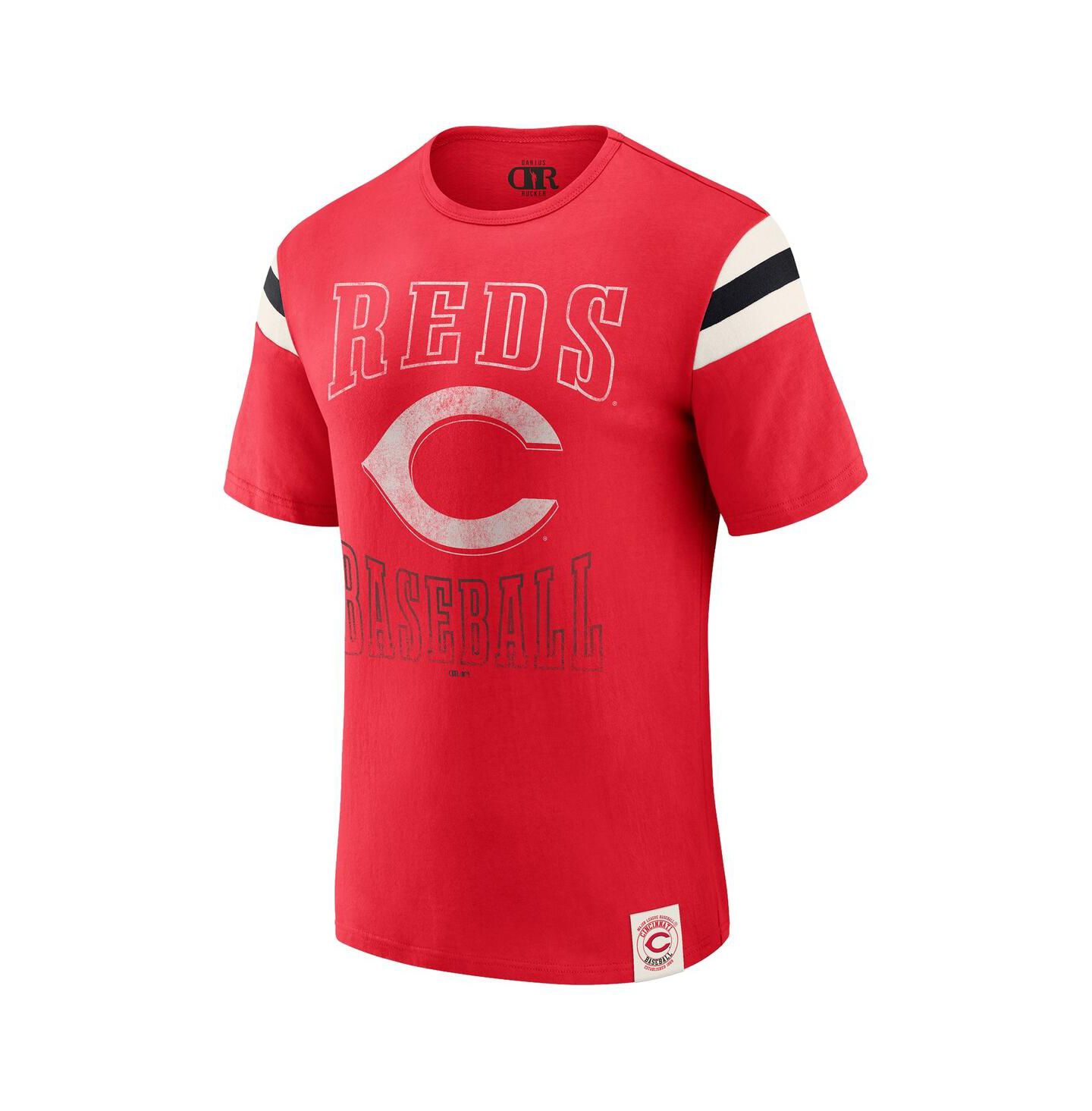 Мужская футболка Fanatics Darius Rucker Collection By Red Cincinnati Reds Distressed Sleeve Stripe — фото 2